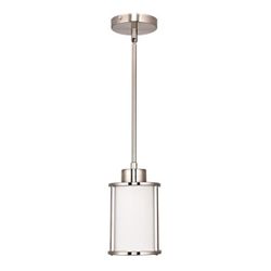 home decorators Collection 1-Light Brushed Nickel Mini-Pendant with White Glass Shade