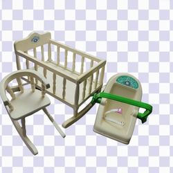 Original 1986 Cabbage Patch Doll Wood Cradle 1983 cabbage patch kids  baby doll carrier Vintage 1986 Cabbage Patch Kids White Wood Rocking Horse 