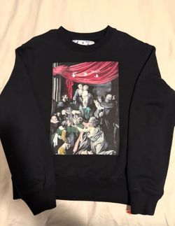 Off white sweater and Vlone juice wrld 999 hoodie
