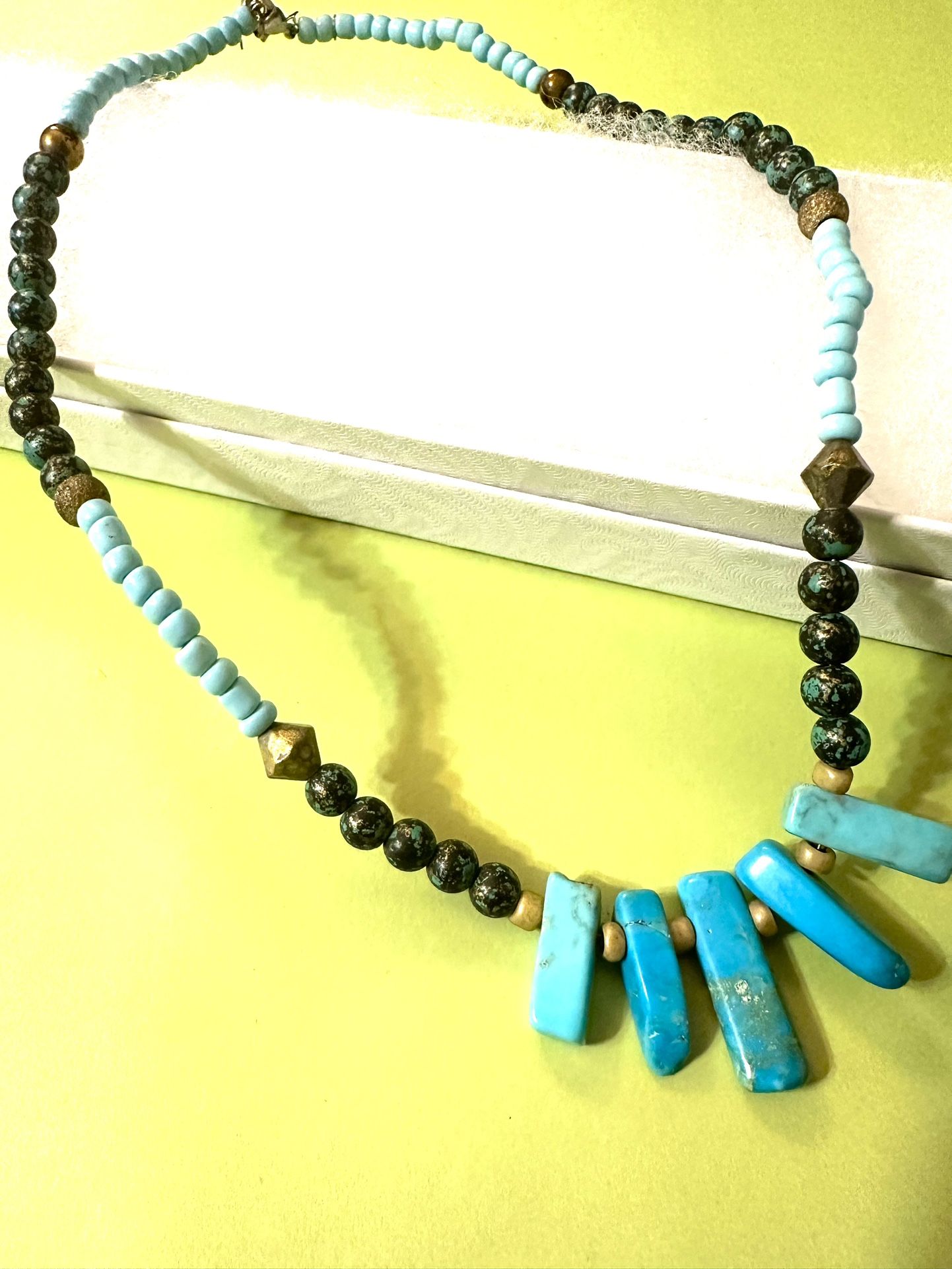 Turquoise Seed Bead Choker Necklace