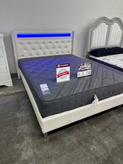 New Queen bed frame with mattress