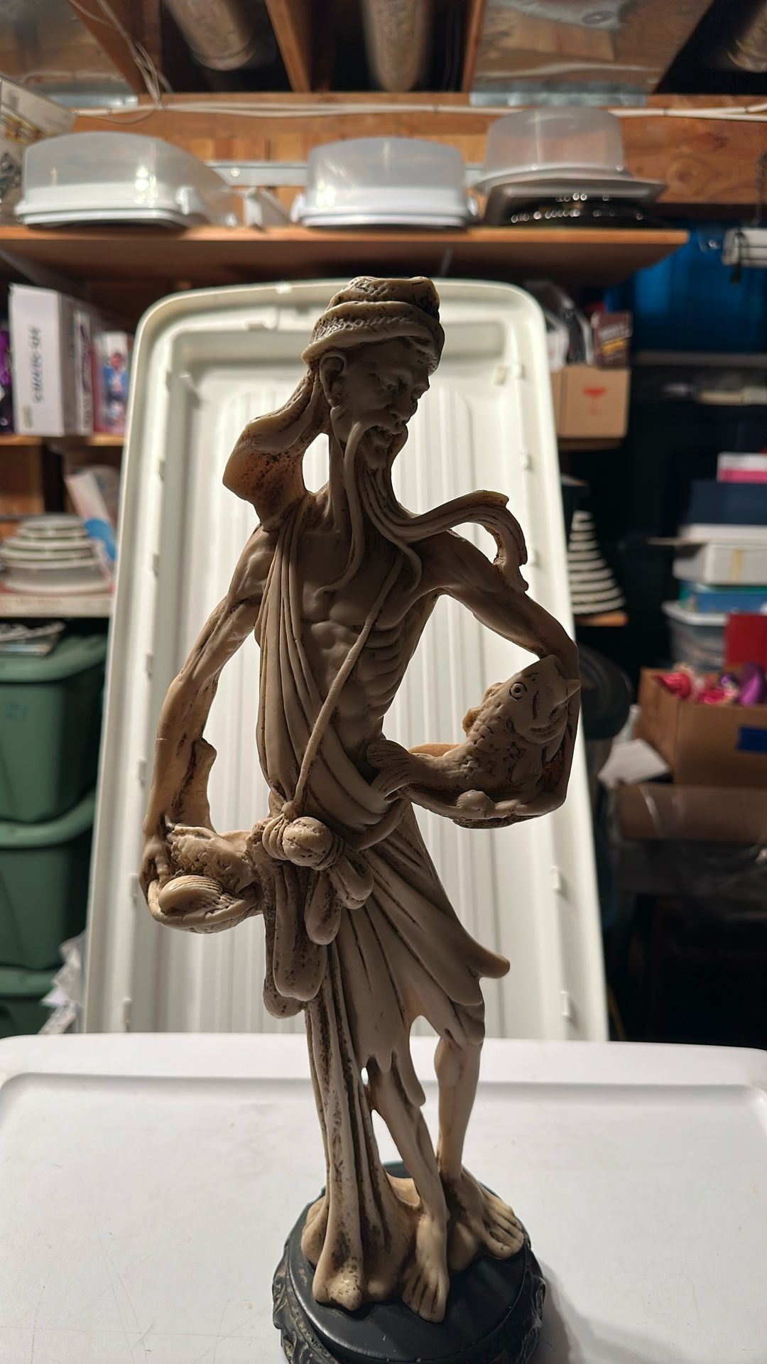 Vintage and Rare Asian Fisherman Resin Figurine