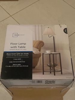 Mainstays Floor Lamp with Table black finish with tan shade