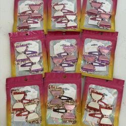 Faux Leather Glitter Butterfly Hair Bow Snap Clips