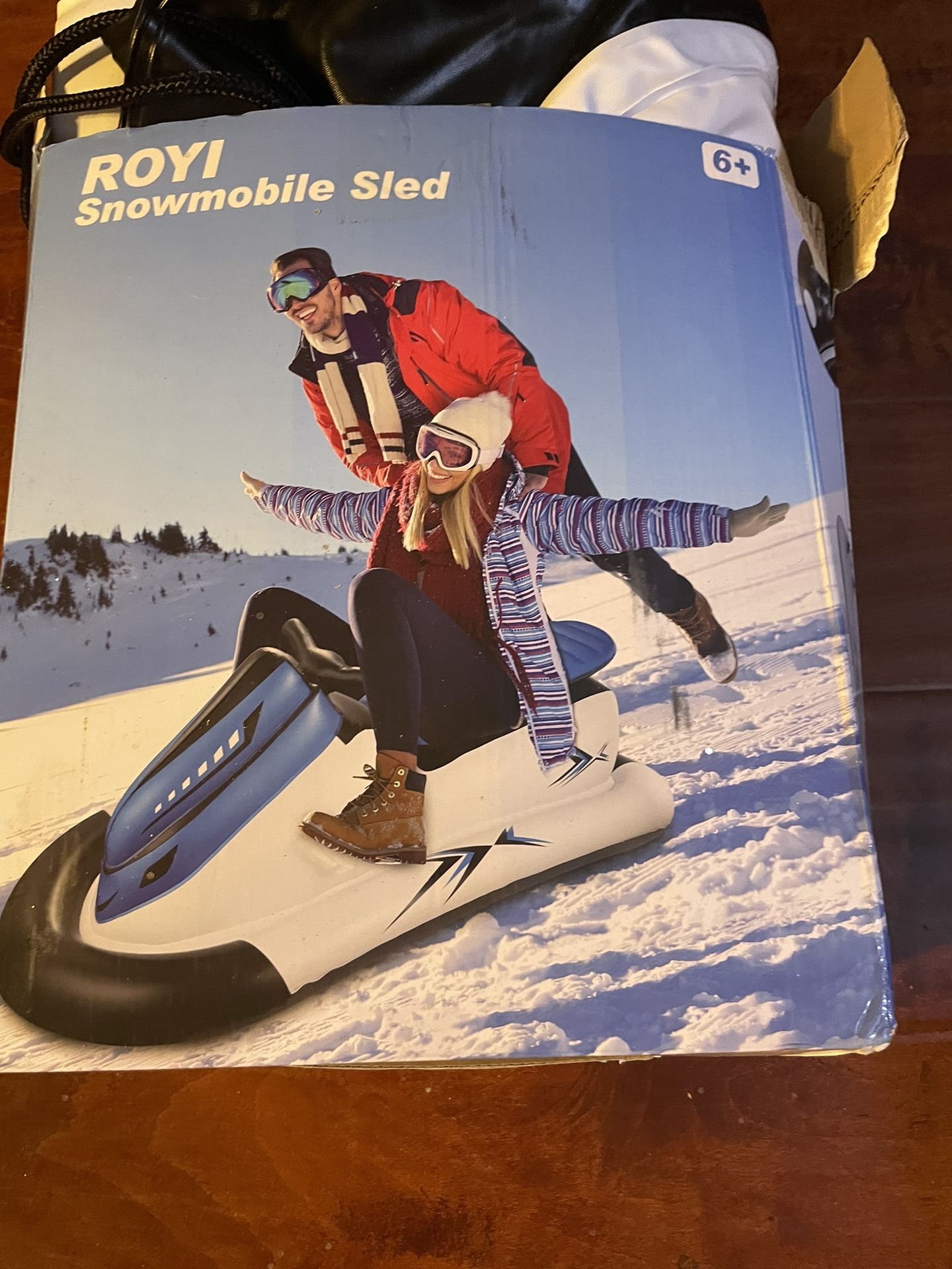 Inflatable Snowmobile Snow Sled Kids and Adults Heavy-Duty Giant Snow Tube ROYI