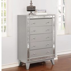 Tall 5-Drawer Mirrored Chest
