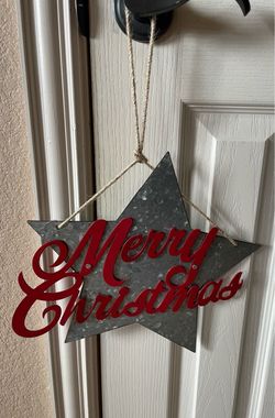 Merry Christmas Decor. star galvanized with merry Christmas hanging wall art