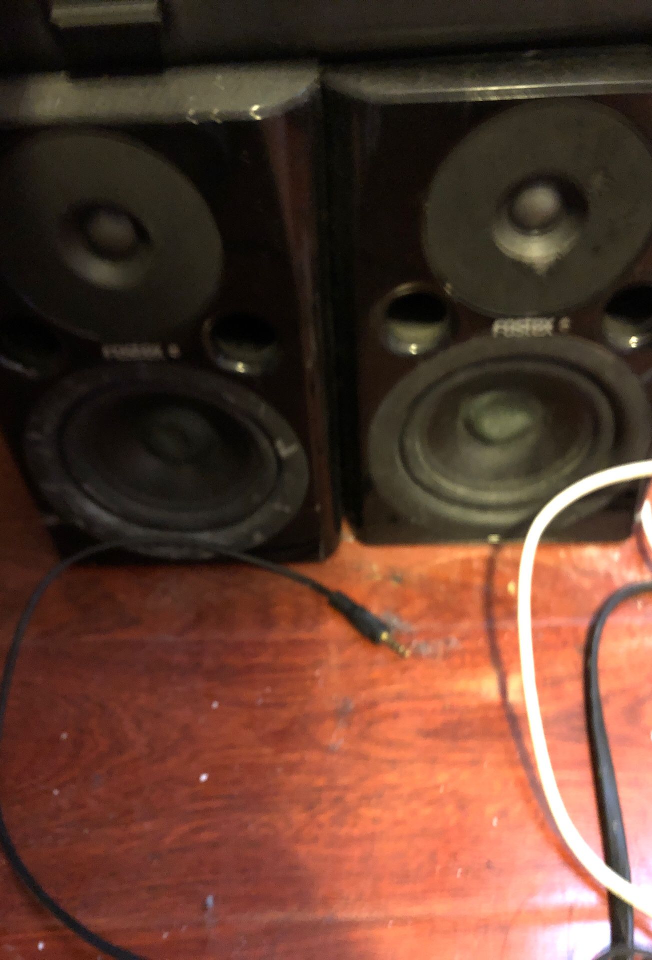 Studio speakers, brand new mic , and audio box tap in