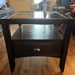 Two Glass Top End Tables 