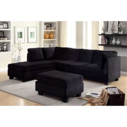 Black Sectional Sofa - Ottoman Sold Separate 