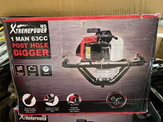 12” One Men V-Type 63cc 2-Stroke Gas Powered Post Hole Digger Bit Auger Digger Engine Head EPA Tools Set Gasoline 