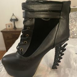 Black Leather Platform Shoes 