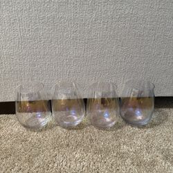 4 iridescent Rachel Zoe stemless wine glasses