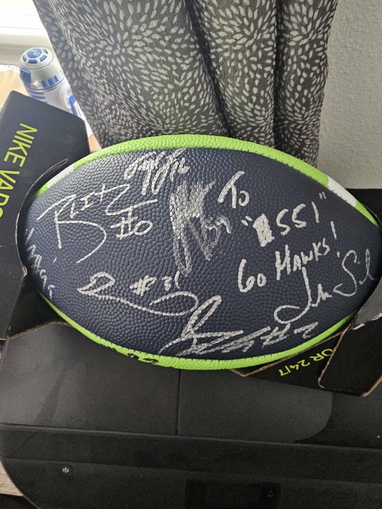 Seattle Seahawks Autographed Signed Football From 2022 Season Tyler Lockett And Many Other Players