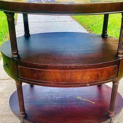  One of a Kind Antique Duncan Phyfe Three Level Oval Table w/ Decoupaged surface of book-covers of classics; intentionally Made for AKA Smiley Library