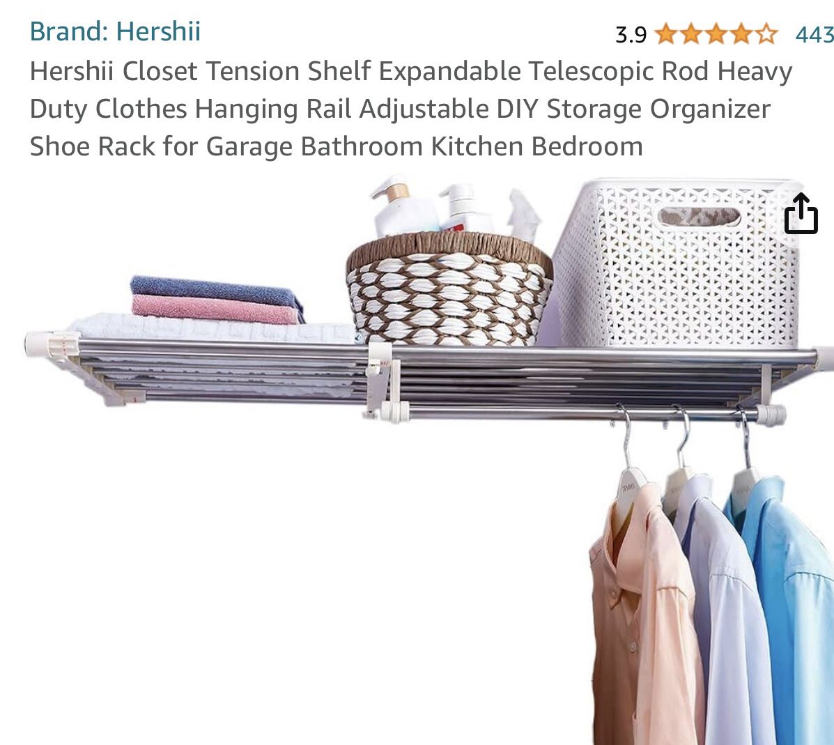 Closet Tension Shelf  “Hershil Brand “. NEW