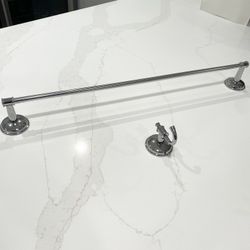 Brand New 24” Chrome Towel Bar And Towel Hook