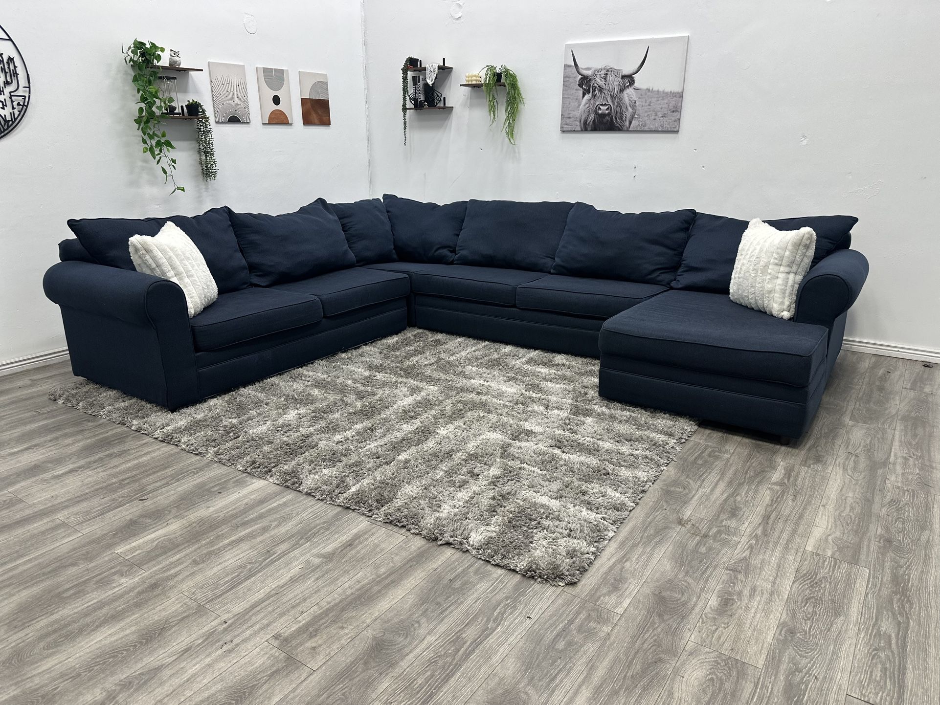 Navy Sectional Couch - Free Delivery