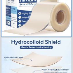 Hydrocolloid Roll for Wound Care, Hydrocolloid Bandages with Flexible & Ultra Absorbent, Waterproof and Self-Adhesive Extra Large Hydrocolloid Patch T