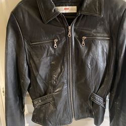 Valarie Steven's Petites New Zeal and Lamb skin Black Leather Jacket