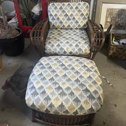 Rattan Chair And Ottoman 