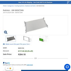 2019-2024 Chevrolet Silverado GMC Sierra L3B 2.7 Radiator