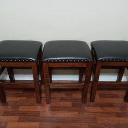 3 Ashley Furniture Counter Height Stools Black Brown Pub High Chairs Bar Kitchen Dining
