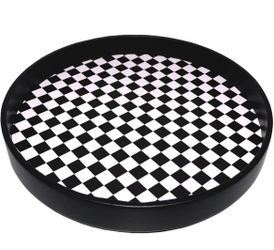 Round leather tray