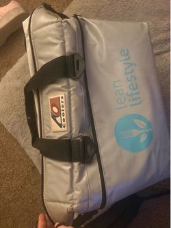 AO Coolers soft-sided cooler bag branded with a Lean Lifestyle logo.