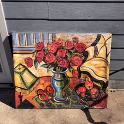 Painting Oil On Canvas Roses 
