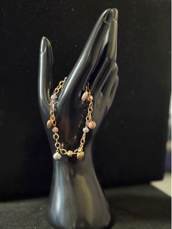 14k real gold Charm Bracelet with heart Charms