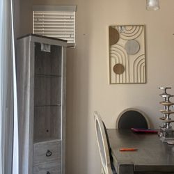 Brand New Corner Cabinet Ash Grey, With A Fully Functional Light On Top And Sturdy Glass Shelves, Very Modern