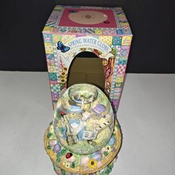 Easter Bunny Musical Easter Parade Spring Water Globe Egg Shaped Glass Dome
