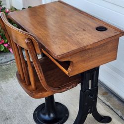 1900's Child's Student Desk And Chair Set!