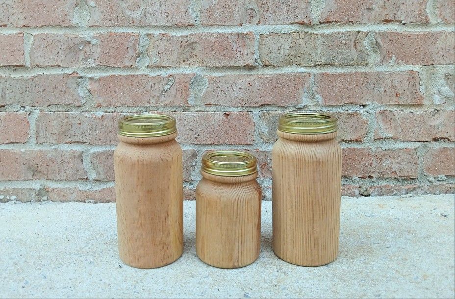 Wood Mason Jar-Style Jars/Lids