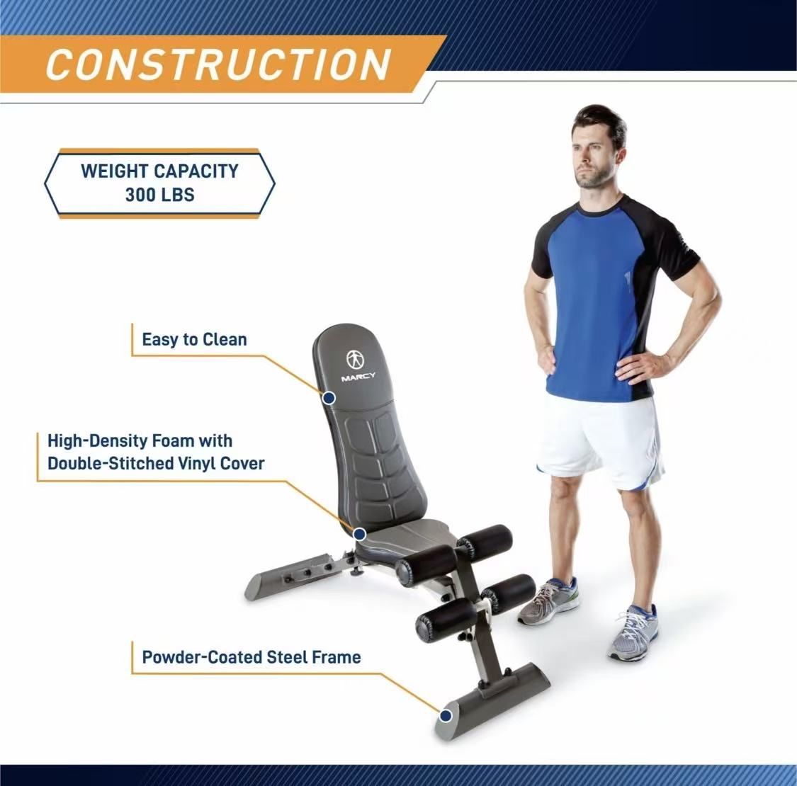 Marcy Deluxe Foldable Utility Bench Gym Equipment SB 10100 Black