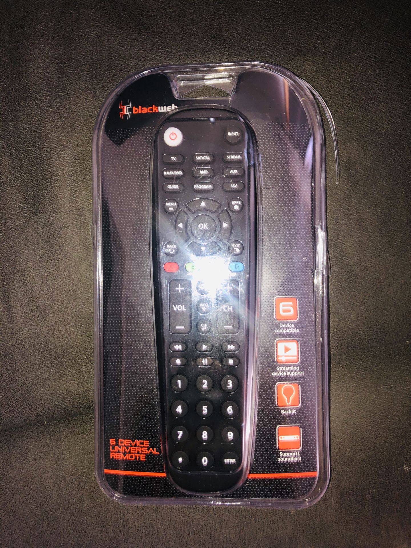 Universal Remote (6 Device) Black Web