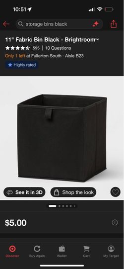 6 Brightroom 11" Black Fabric Storage Bin
