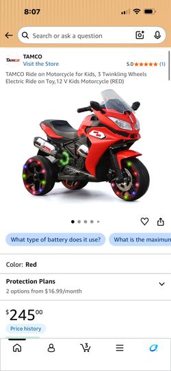 New electric TAMCO ride motorcycle for kids 3+ years