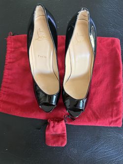 Authentic Christian Louboutin Black Patent Privé 120 Peep Toe Pumps Size 40 1/2