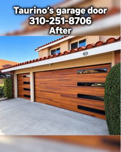 Modern Garage Door Installation – Wood Look Doors