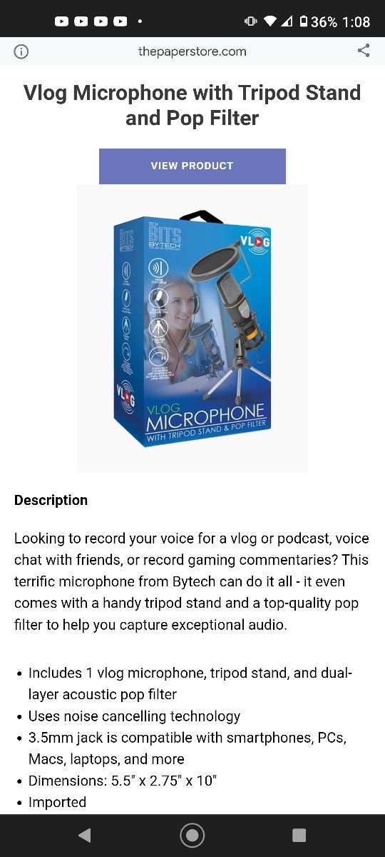 Vlog Microphone 🎙️ With Tripod Stand Pop Filter