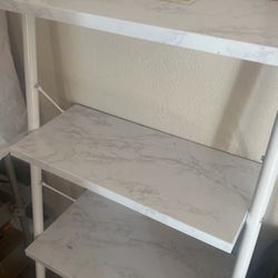 Ladder Bookshelf White X Marble 
