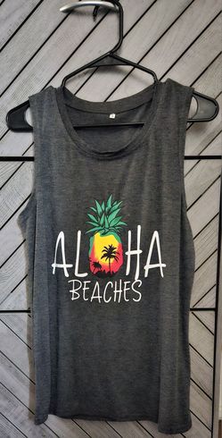 Unisex Small "Aloha Beaches" Grey Tanktop