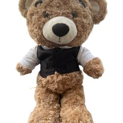 Build A Bear Bearemy Big Head Plush Bear With Big Eyebrows With Suit Top And Tie  This adorable plush bear from Build-A-Bear Workshop is perfect for a