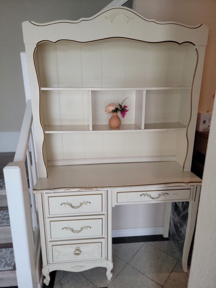 Vintage French Girls Desk & Hutch