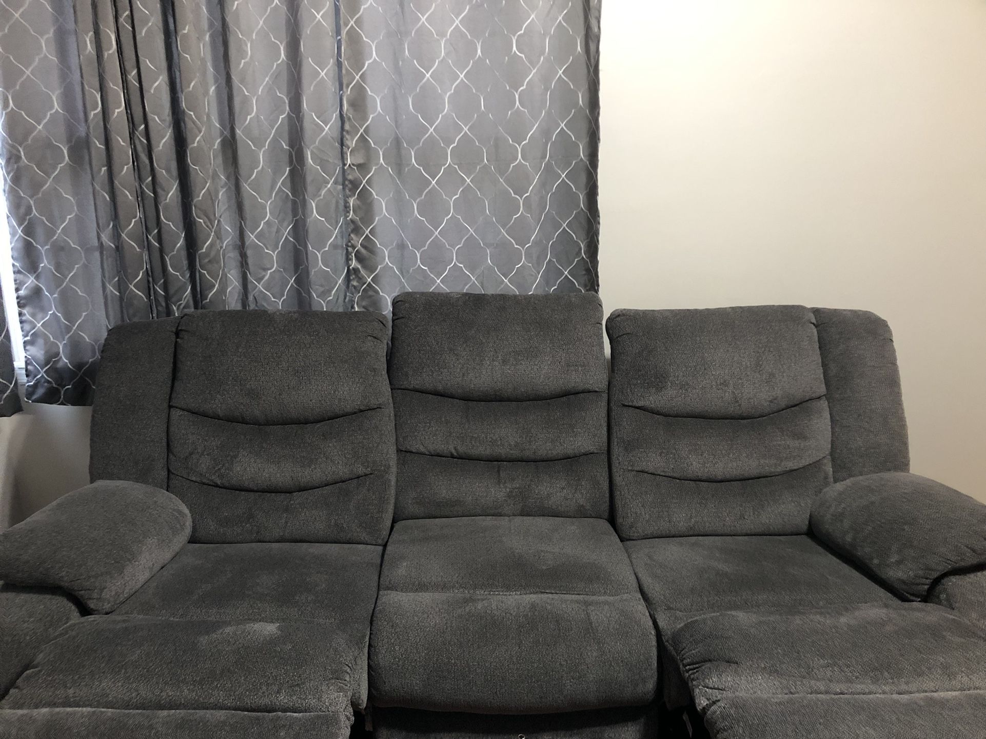 Grey Reclining Couch Both Sides