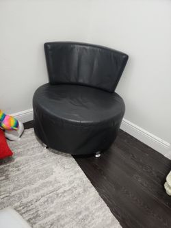 Round Leather Black Chair $150