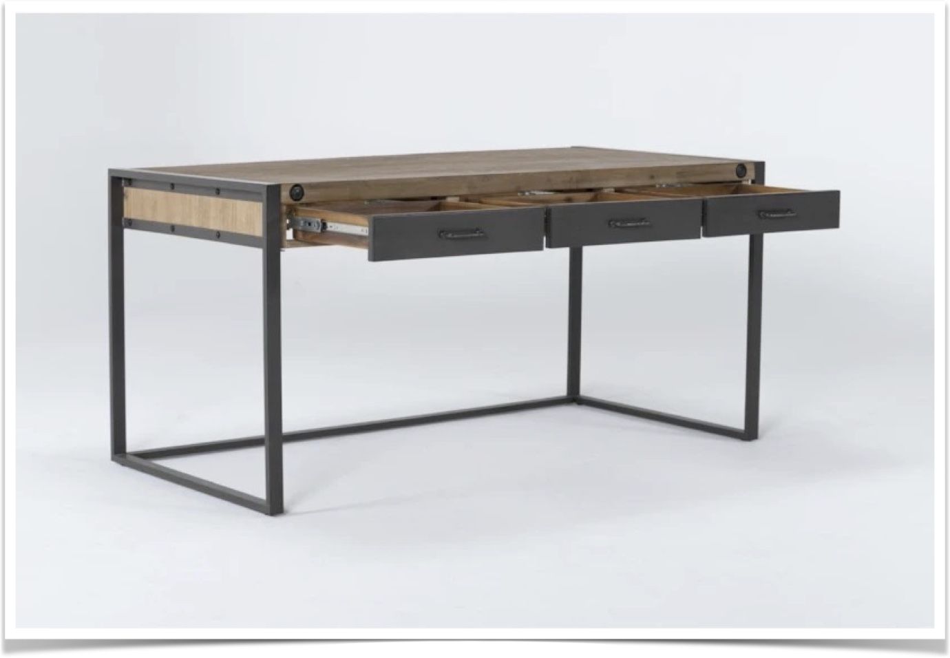 Stylish Industrial Rustic Writing Desk – Solid Acacia Wood & Metal Excellent Condition!