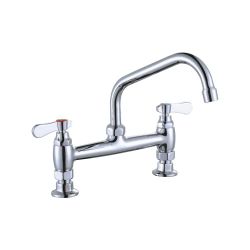 Multi-functional Double-Handle Deck Mounted Commercial Standard Kitchen Faucet 8 in. Swivel Spout in Polished Chrome